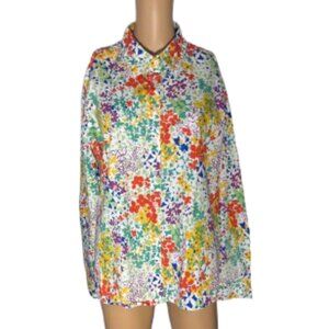 Orvis Women's Floral Button-Up Cotton Shirt Multicolor Spring Casual Size 16